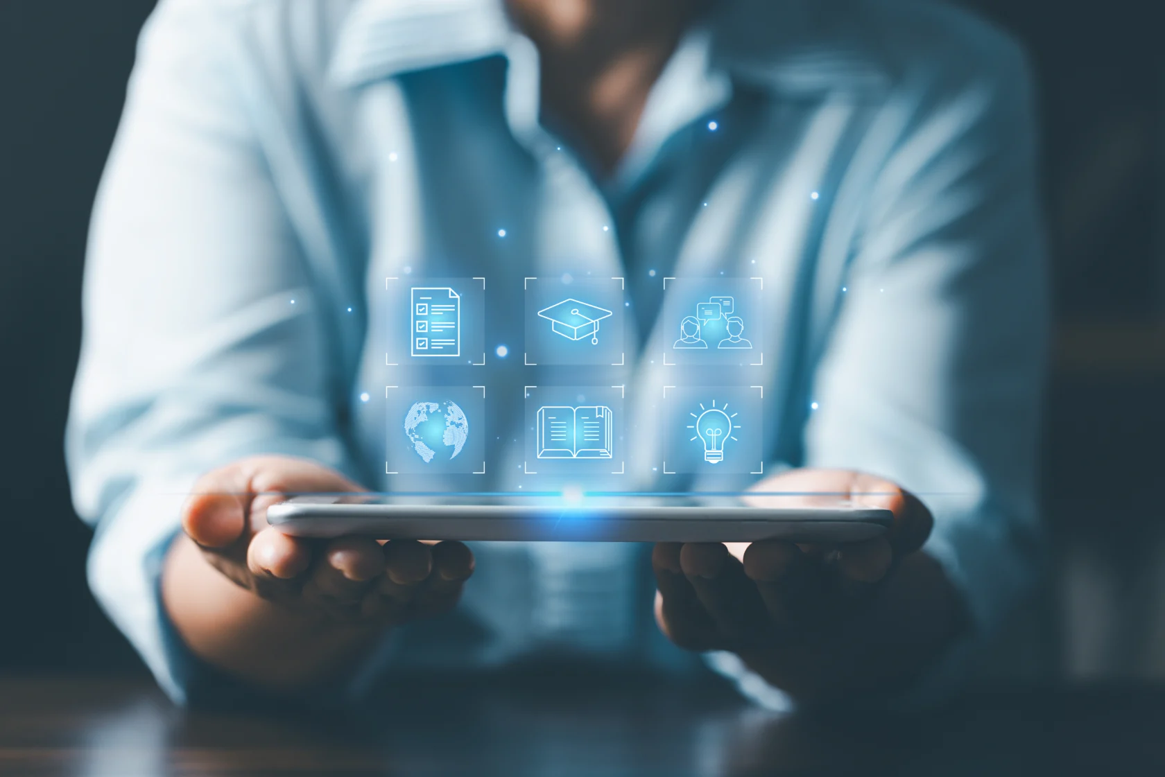 E learning education internet technology webinar online courses concept Online education training and e learning webinar on internet for personal development and professional qualifications